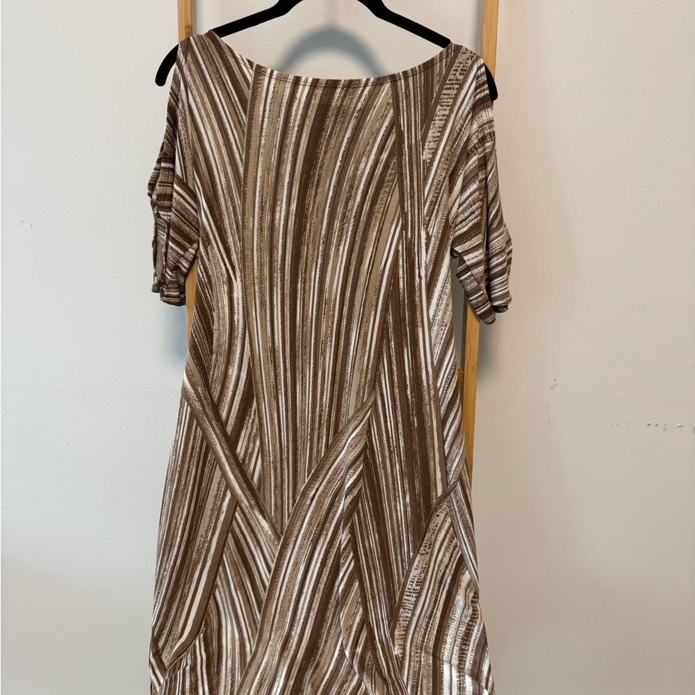Elegant Brown Striped Dress